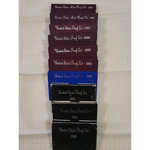 1980 - 1989 TEN Annual United States Mint Proof Sets 57 Coins Lot of 10 Complete